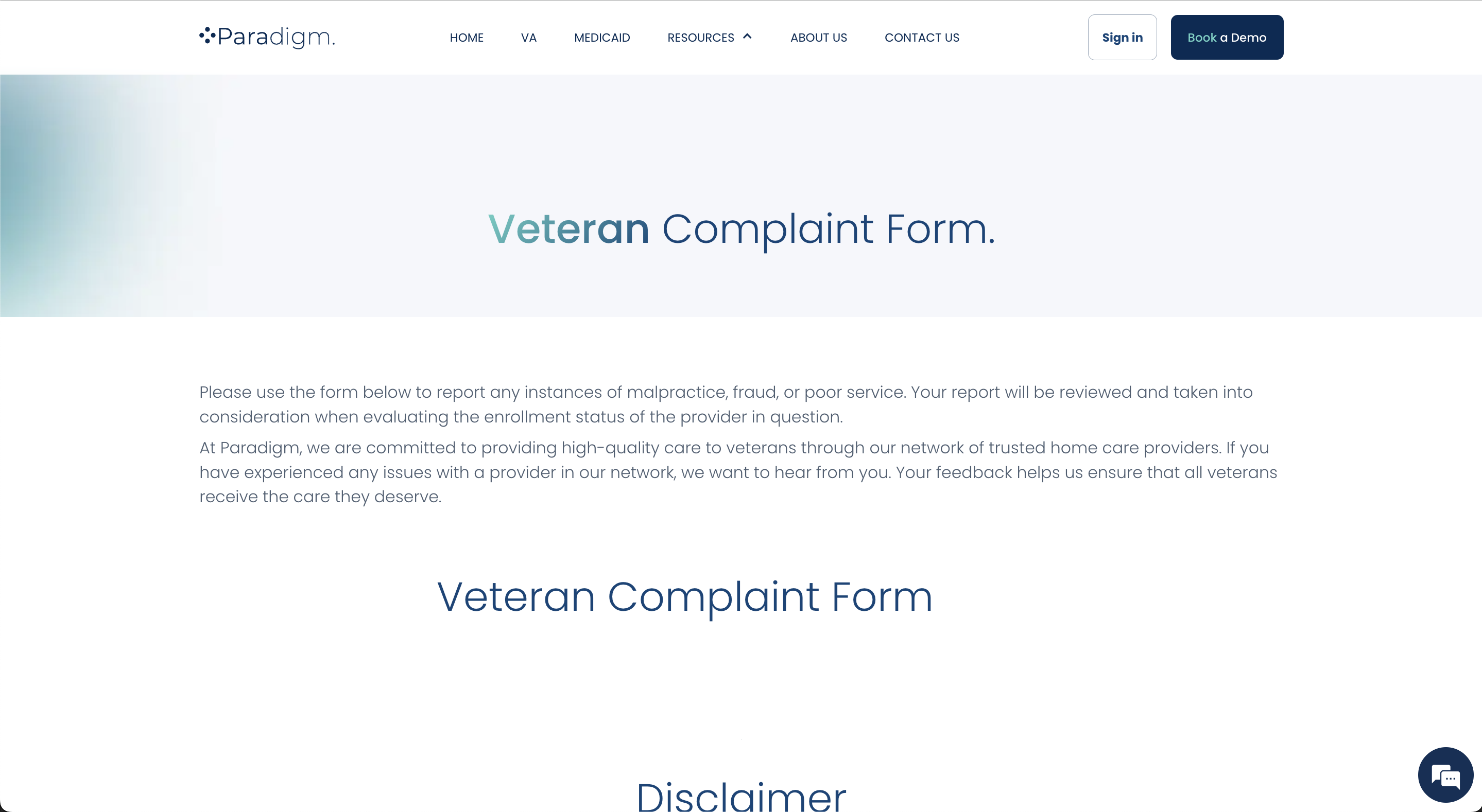 Veteran Complaint Form